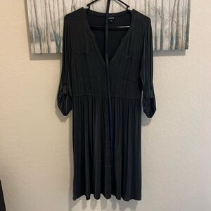 3/4 sleeve belted utility dress